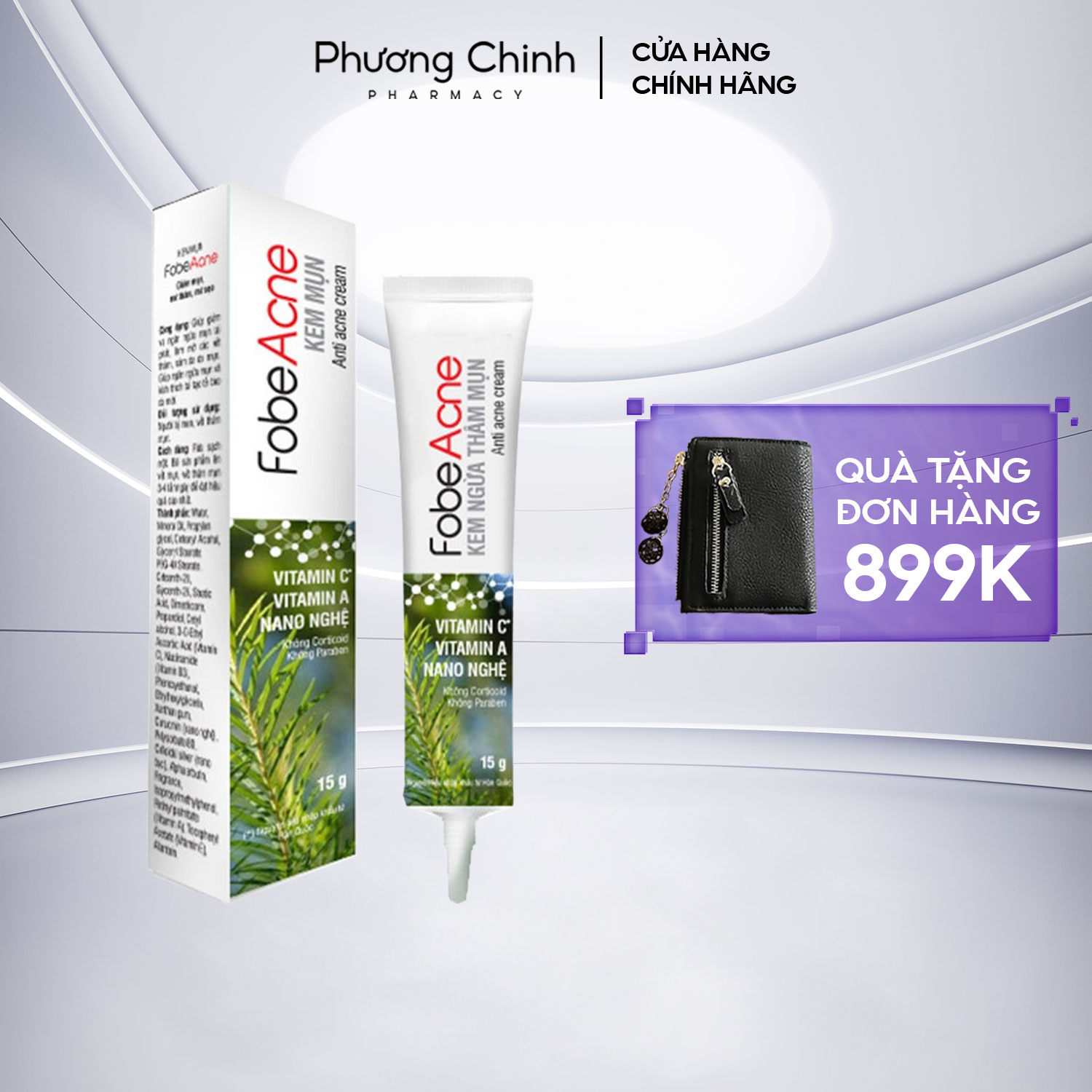 Kem giảm mụn giảm thâm fobe acne hỗ trợ giảm mụn, cải thiện tình trạng thâm sẹo do mụn tuýp 15g