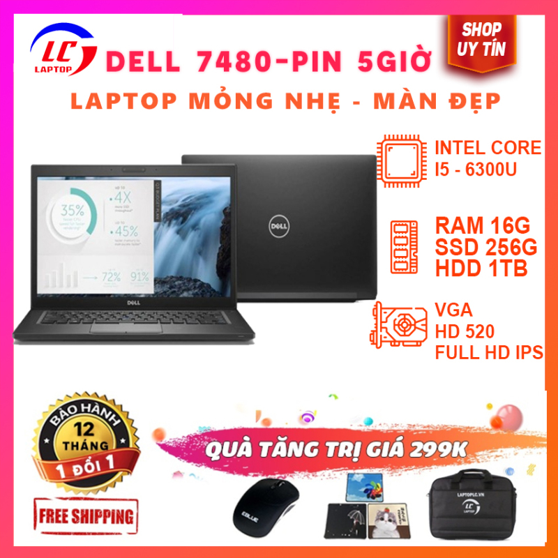 Bảng giá Dell Latitude E7480 siêu gọn, pin 5 tiếng core  i5-6300U , màn 14 , Full HD IPS , laptop mỏng nhẹ Phong Vũ
