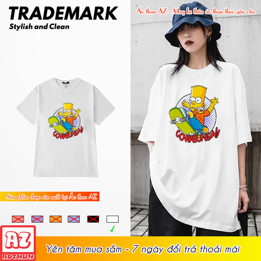 Áo thun nam nữ tay lỡ simpson trượt ván - form unisex vans m2711