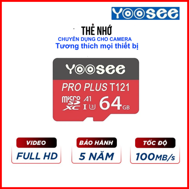 Thẻ nhớ MicroSDXC Yoosee Pro Plus 64GB A1 U3 4K R95MB/s W45MB/s (Đỏ)