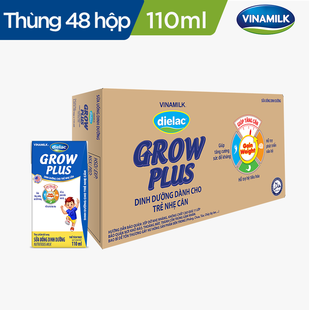 Combo 48 Sữa Bột Pha Sẵn Dielac Grow Plus (Xanh) 110ml