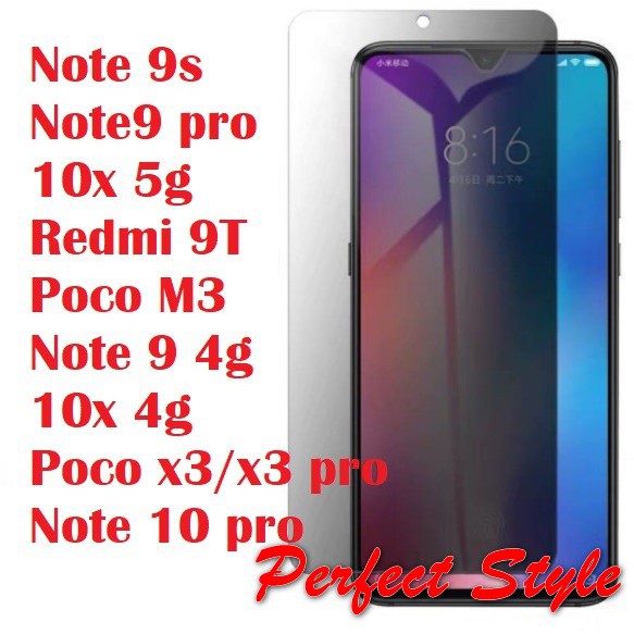 Cường Lực chống nhìn Trộm Xiaomi note 9s note9 pro Redmi 9T 9A 9C Redmi 10x 4g 5g Note 10 pro Poco M3 Poco x3 pro