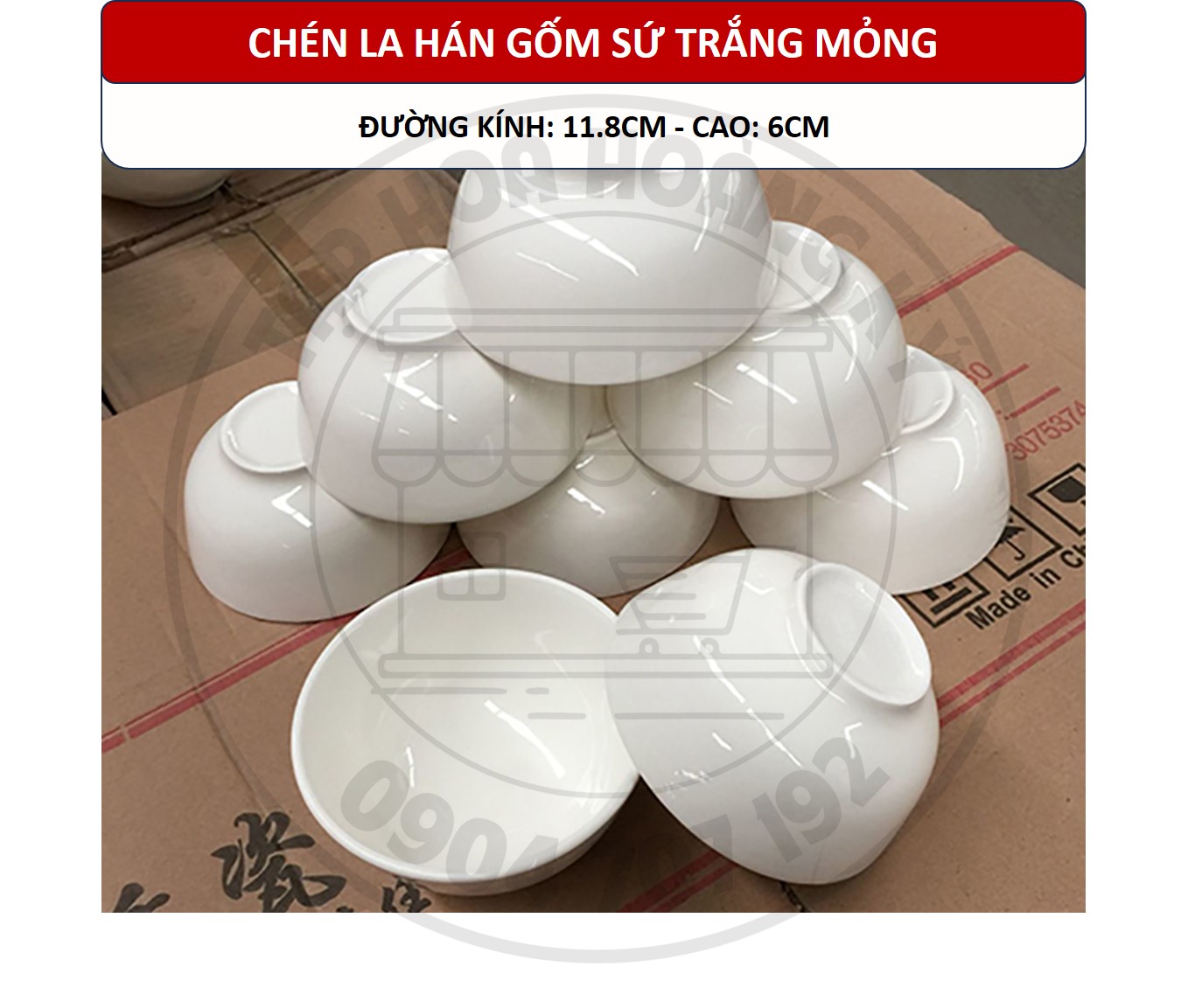 Set of 10 High Quality White Ceramic Arhat Cups