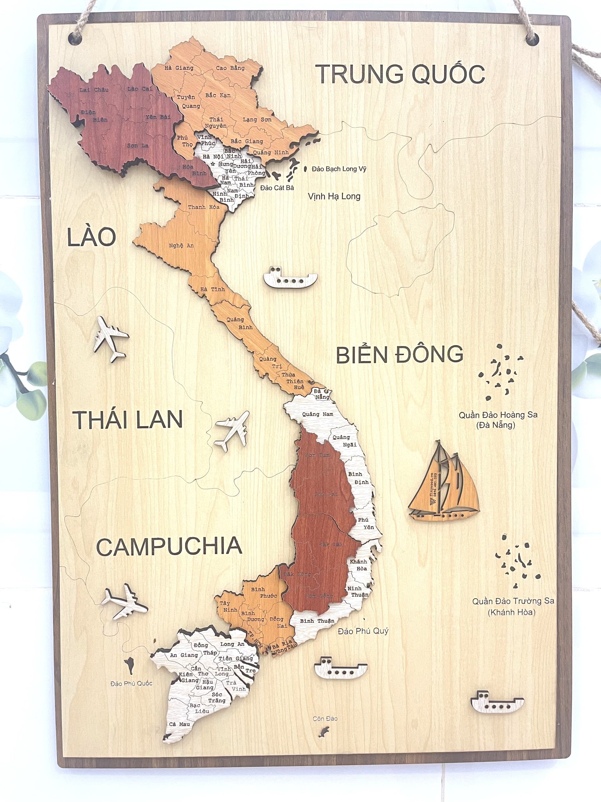 Tranh gỗ bản đồ Việt Nam 3D treo tường - Kích thước 57x35cm ...