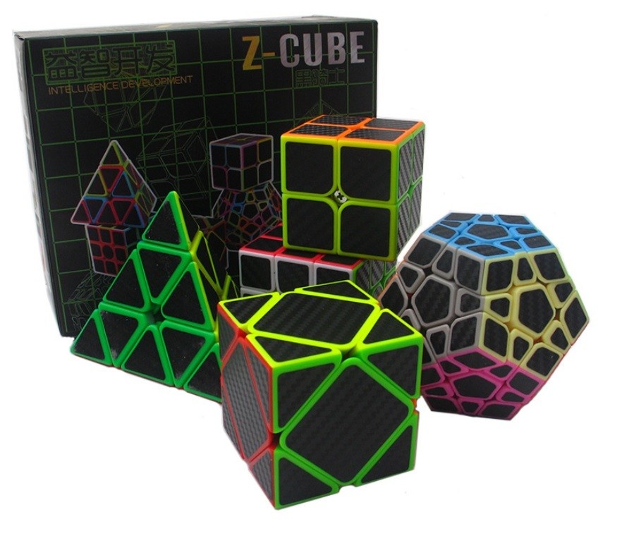 Combo 5 Rubik Zcube Carbon Biến Thể - 5 Rubik Cao Cấp  ( Tặng 5 chân đế rubik )
