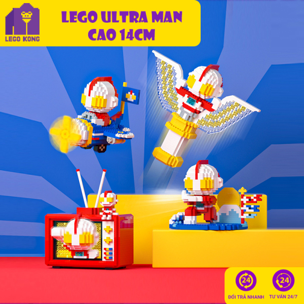 Đồ chơi lắp ráp Lego mô hình Ultraman tiga xếp hình siêu nhân điện quang hayata trang trí phòng học decor bàn làm việc
