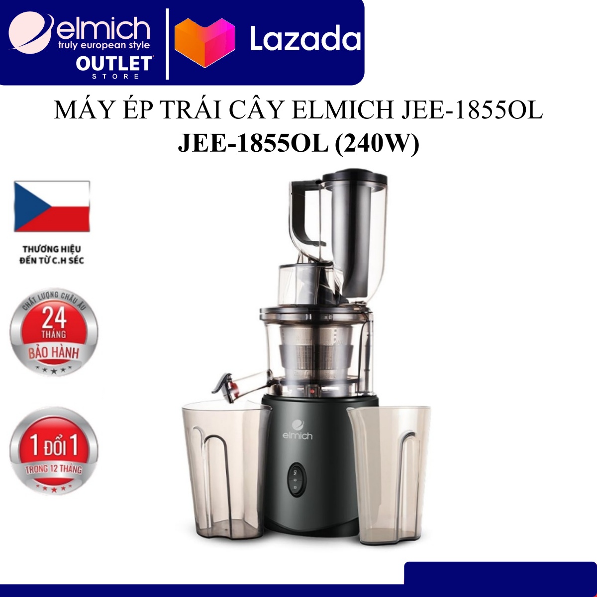 Máy ép trái cây Elmich JEE-1855OL ( Điện áp 220V - Công suất 240W - Màu Đen)