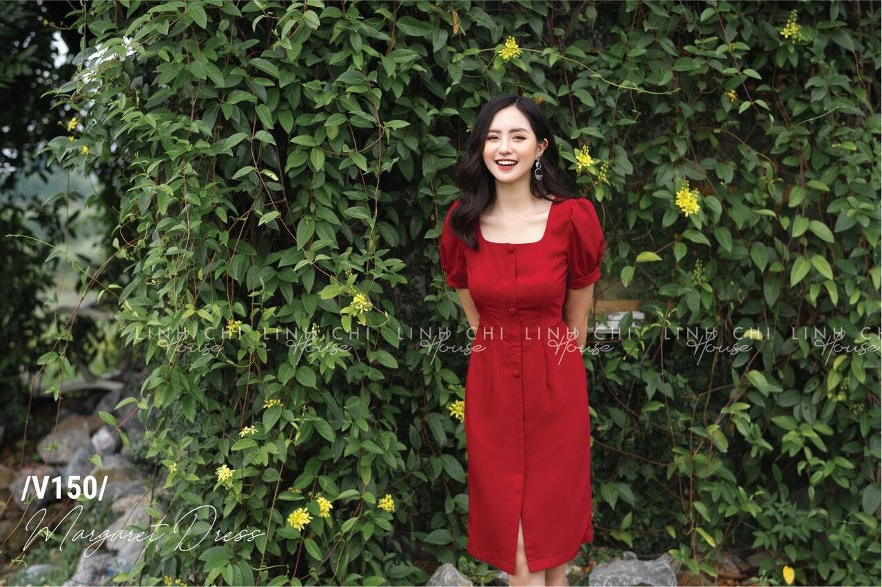 Đầm nút cổ vuông mới nhất