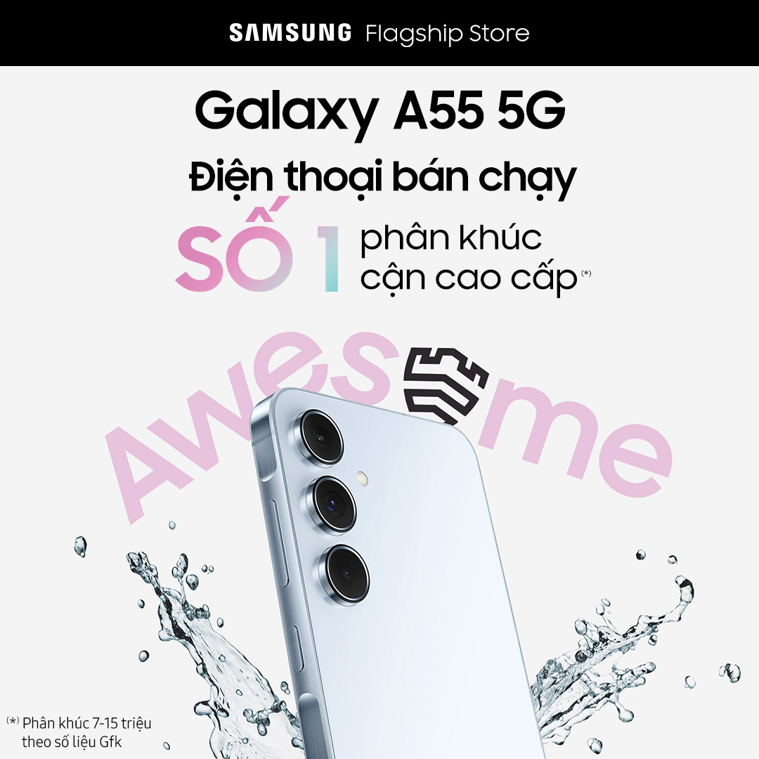 Điện thoại Samsung Galaxy A55 5G, Màn hình Super AMOLED 6,6", Camera AI, Vi xử lý mạnh mẽ 4nm