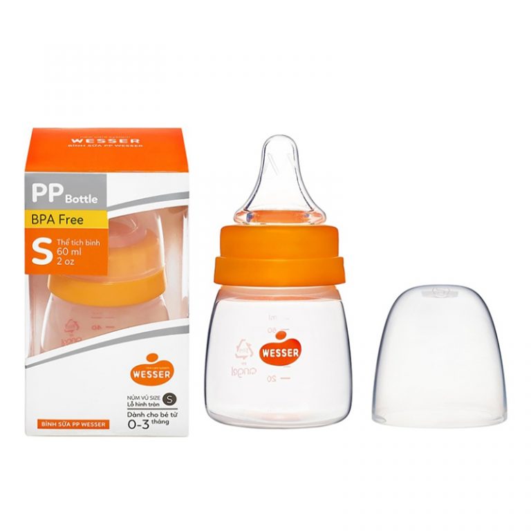 Bình sữa cổ hẹp tặng kèm van chống sặc Wesser 60ml / 140ml /  250ml