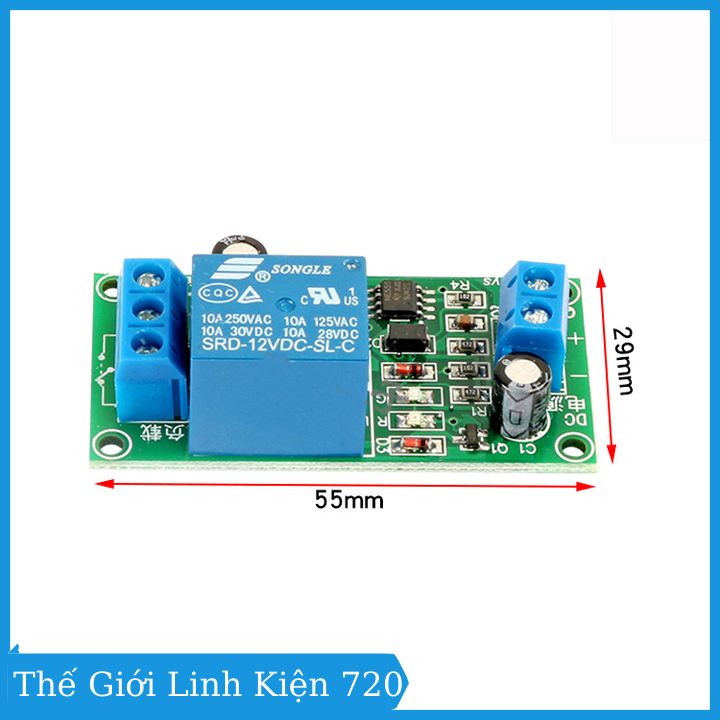 Module tạo trễ NE555 đóng cắt relay 12vdc thời gian 0-60s
