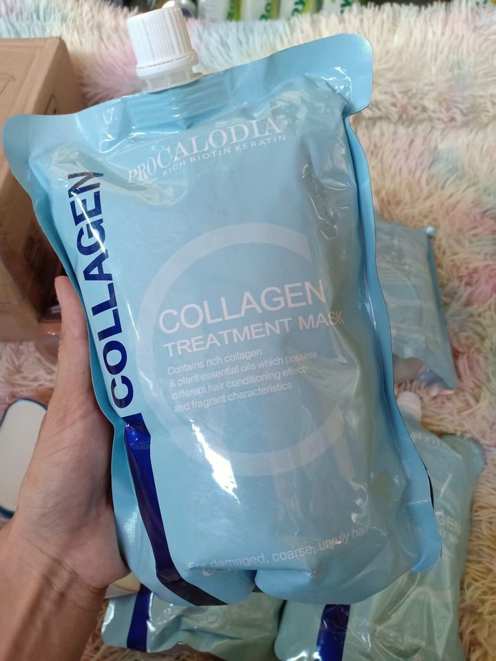 Kem hấp ủ tóc Pro Calodia Collagen Treatment siêu mượt phục hồi tóc dạng túi 1000ml.