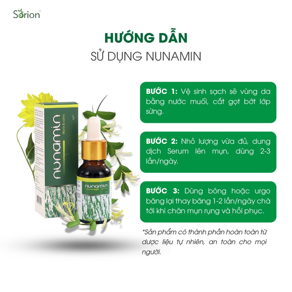 Nunamin Serum 15ML - Cho da Mụn cóc, Mụn cơm, Mắt cá chân, Chai