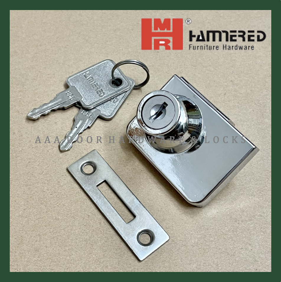 Khóa tủ kính đôi HAMMERED 409 (Khóa nhấn tủ kính 2 cánh)