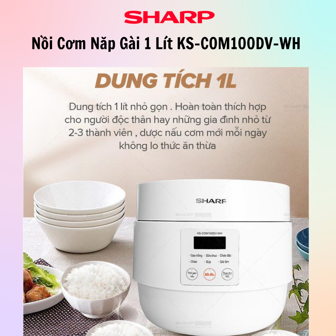 Nồi cơm điện tử Sharp KS-COM100DV-WH(1L)-Hàng Chính Hãng
