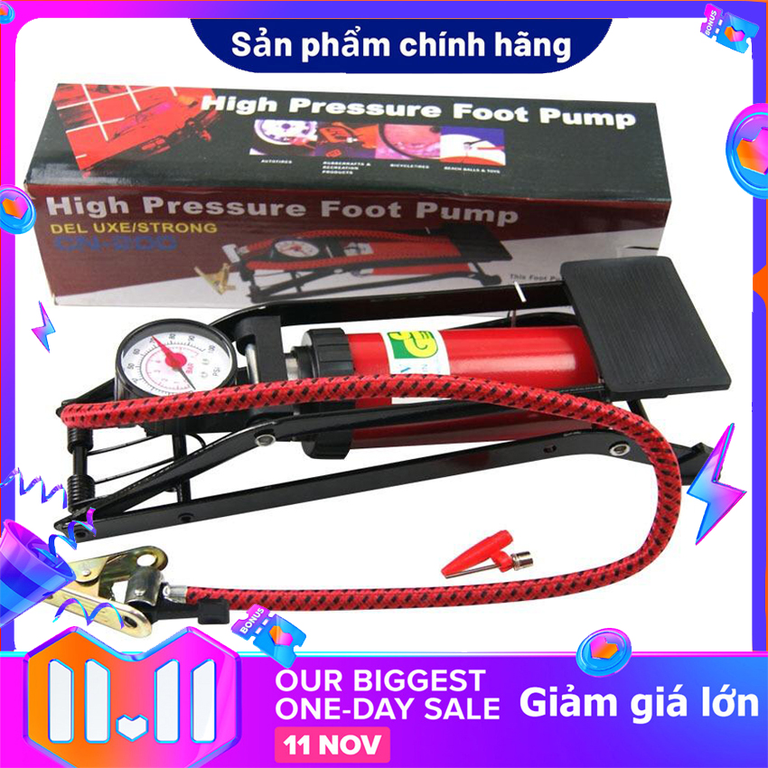 Bơm hơi đạp chân mini - bơm xe đạp - bơm xe máy, bơm hơi ô tô -xe máy gọn nhẹ -bơm đạp chân 1- 1 ống cc-100a