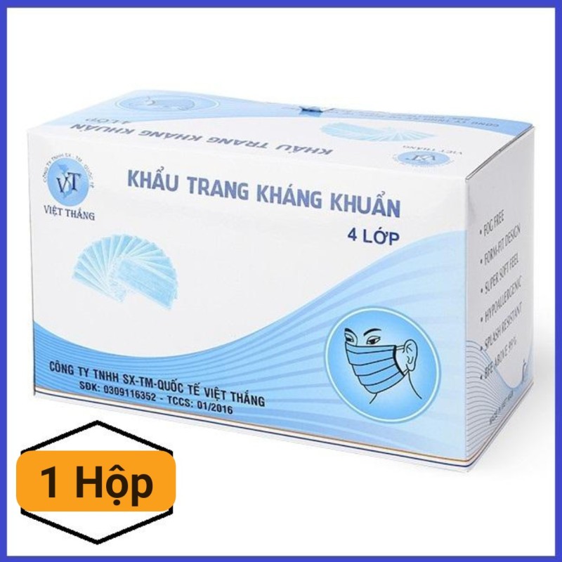KHẨU TRANG 4 LỚP VẢI Y TẾ KHÁNG KHUẨN LÀ ĐIỂM TIN CẬY CHO BẠN( 1 hộp 50 chiếc)