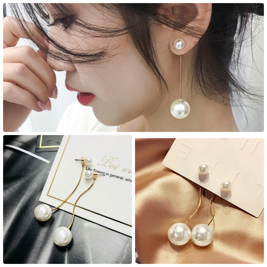 [HCM]Bông Tai  Ngọc Trai Dáng Dài  Tòn Ten  Cá Tính Hàn Quốc  KTDAYLEO2NGOCTRAI08