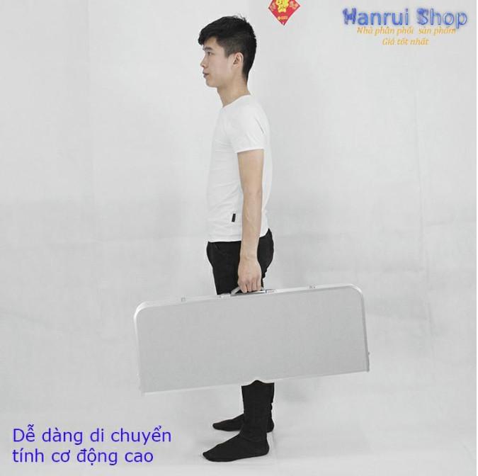 Hanrui Shop Bộ bàn ăn xếp gọn 4 chỗ ngồi nhôm cao cấp (86x66x68)cm