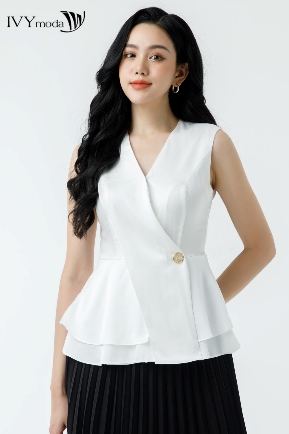 Áo Peplum cài khuy eo IVY moda MS 15M7318