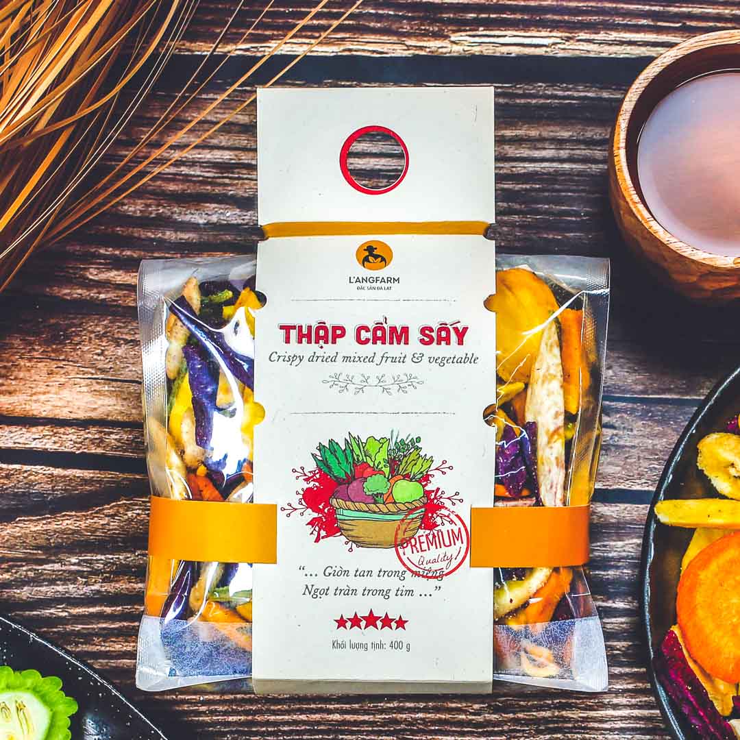 Thập cẩm sấy giòn L'angfarm, 400g, bịch, mẫu mawashi