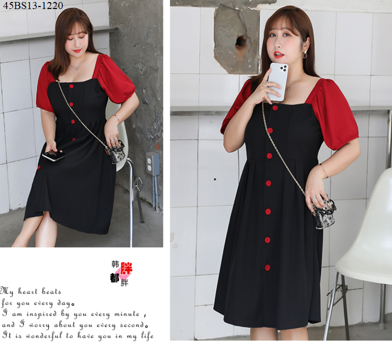ĐẦM XÒE PHỐI MÀU CỔ VUÔNG CAO CẤP BIG SIZE
