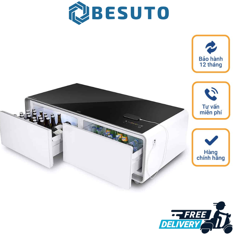 Caso coffee table with built-in drinks cooler & sound bar