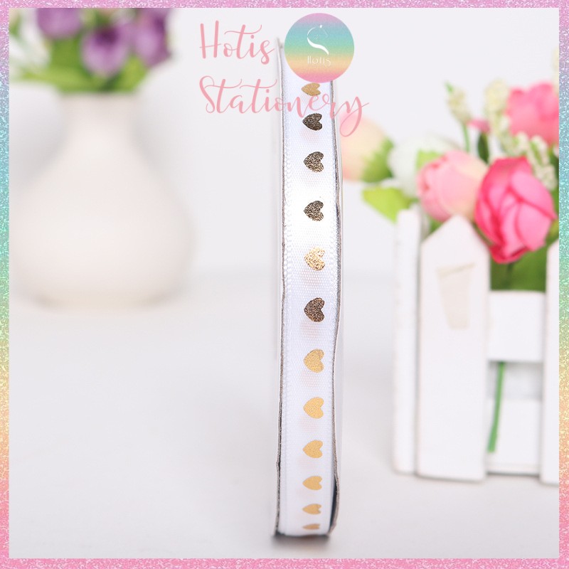 [HOTIS] [Lẻ 1m/ 5m] Ruy băng lụa trái tim bản rộng 1cm - 10 màu