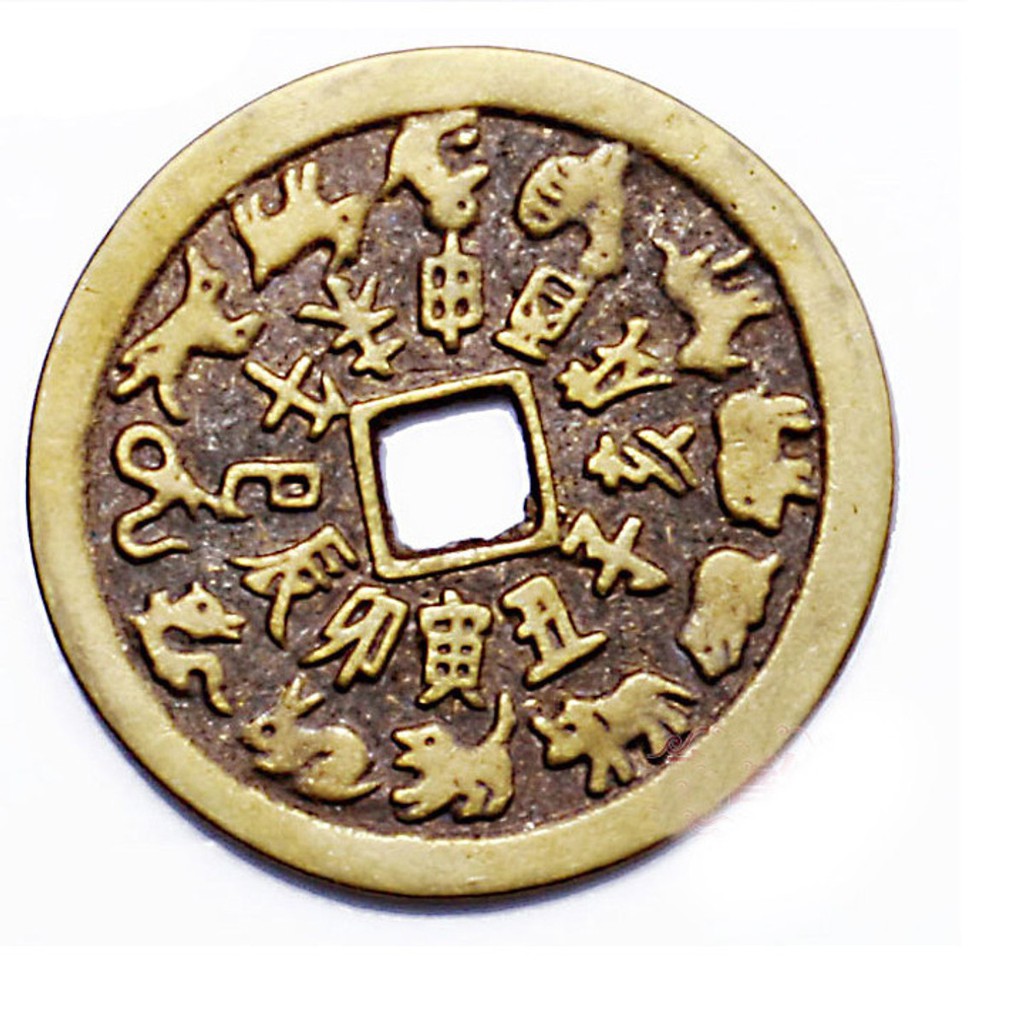 Đồng xu Thái Tuế, tiền 12 con giáp, Áp Tuế bằng Đồng- Tặng Kèm Túi Gấm Đỏ