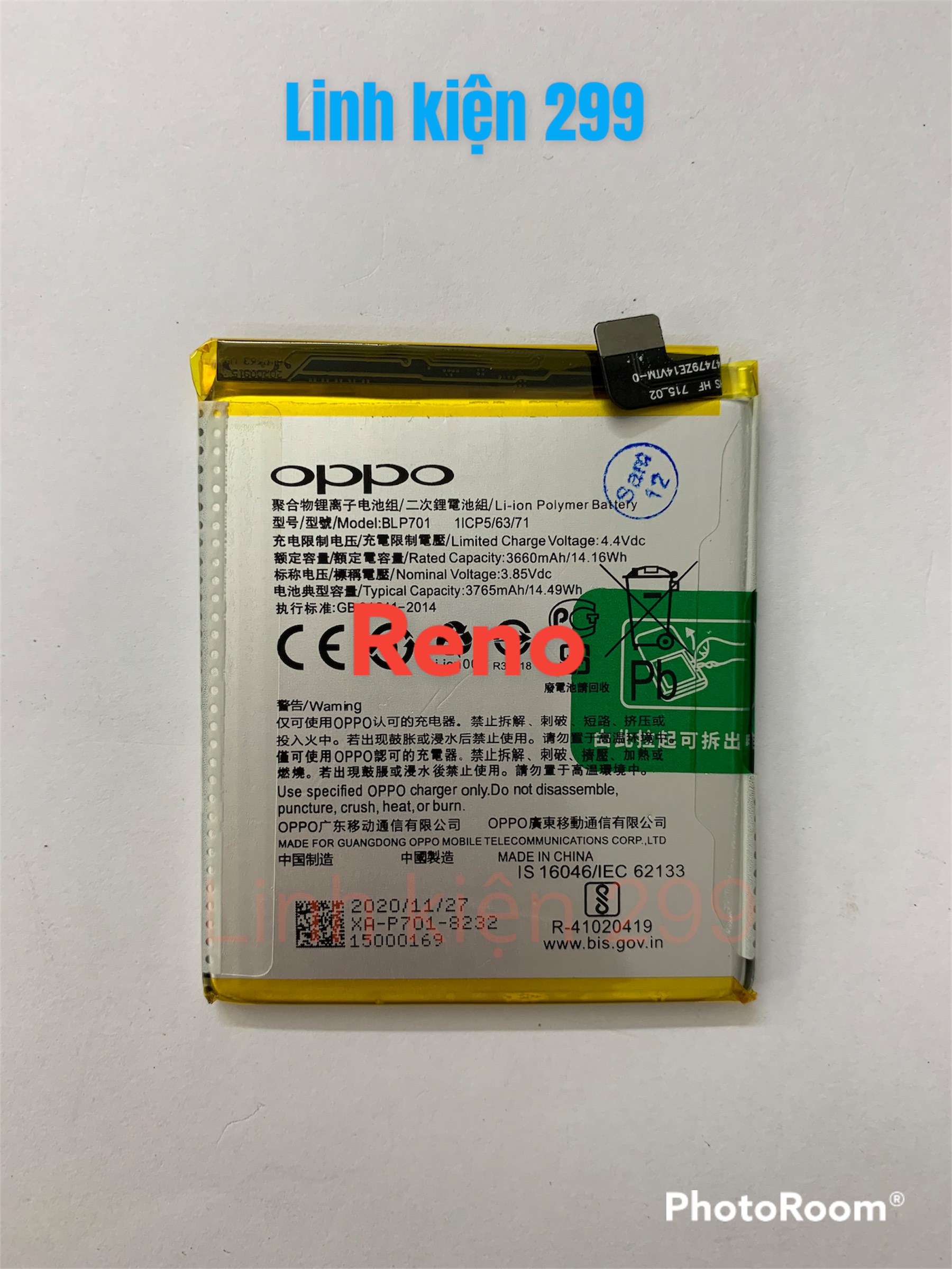 PIN OPPO RENO FULL MÃ -  RENO 2/3/4/5 PRO
