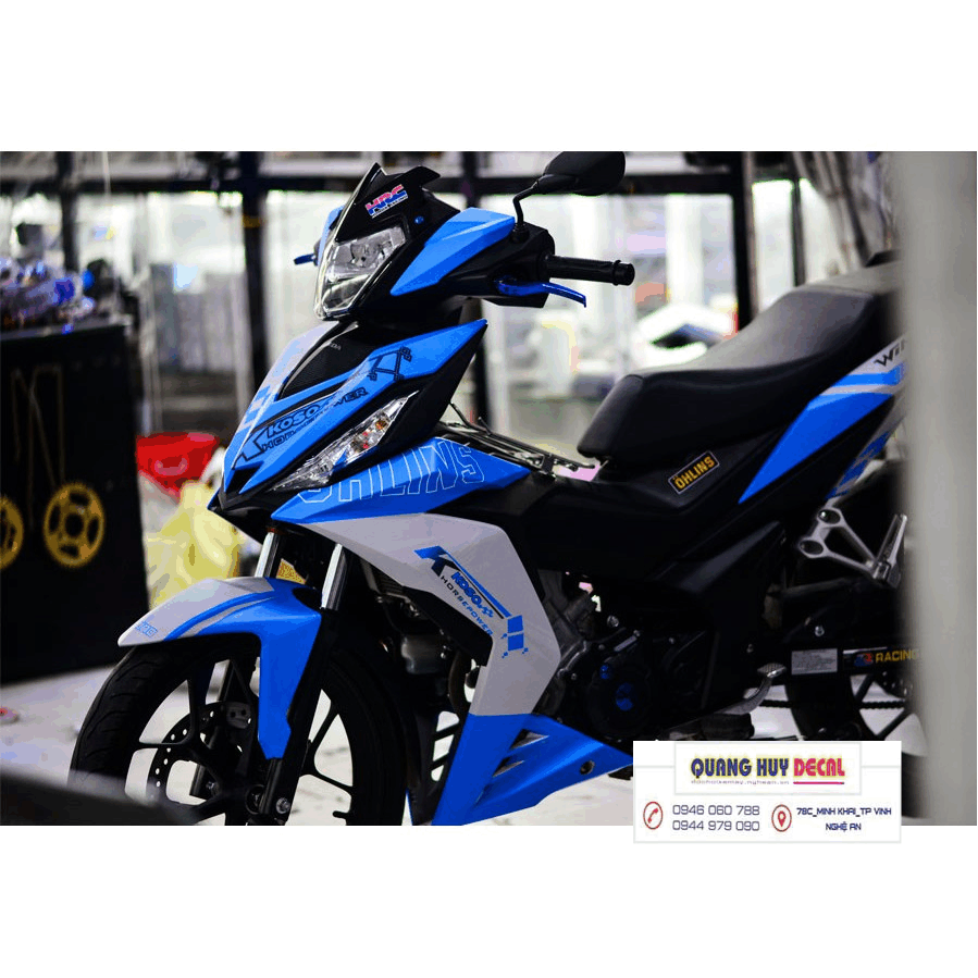 Tem trùm xe winner 150 xanh bạc koso chế đẹp- Tem dán xe máy winner 150  thiết kế theo yêu cầu - tem xe winner 150 xanh bạc koso độ chế đẹp và rẻ chất