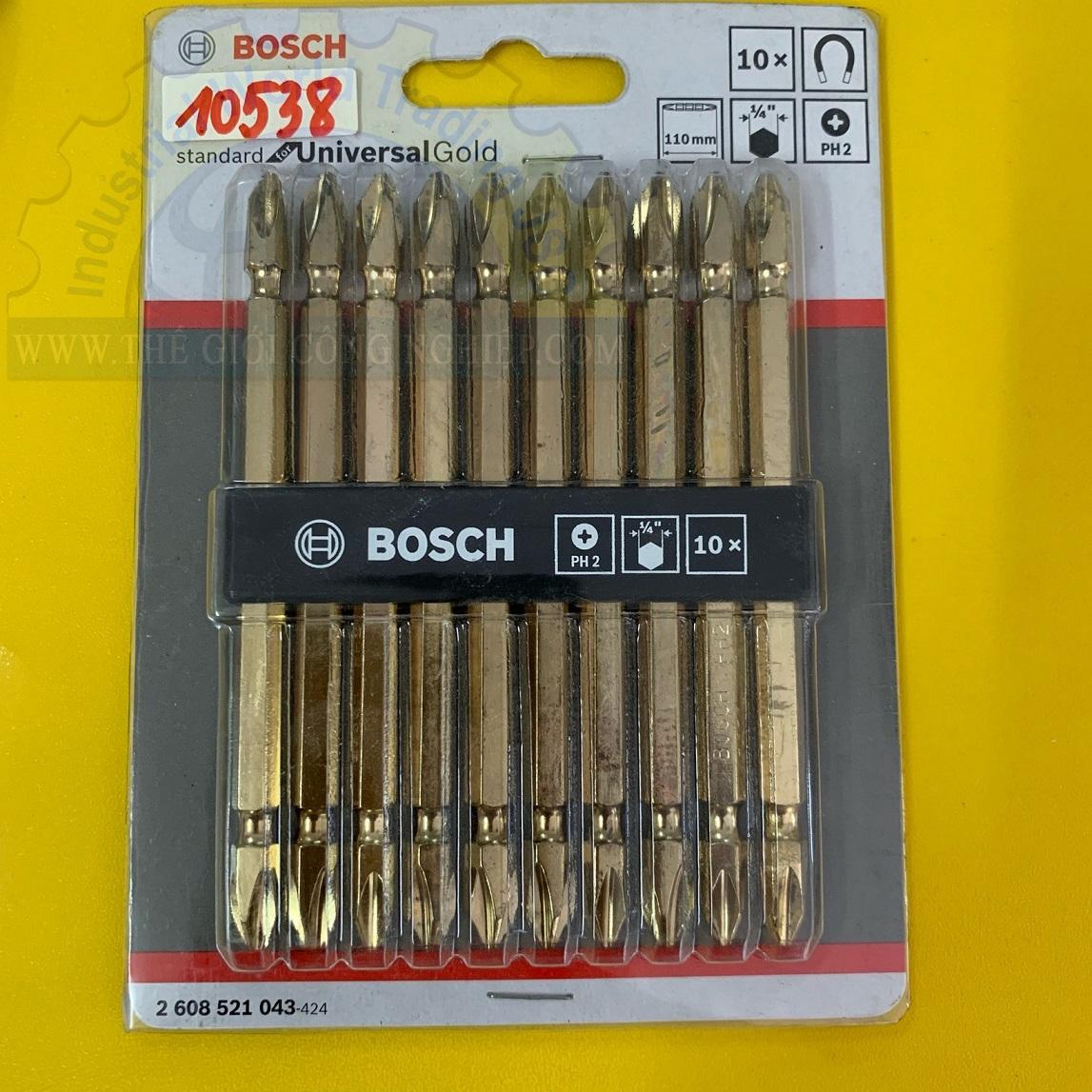 10 đầu vặn vít Bosch (PH 2 - 110 mm) 2608521043 - Màu vàng
