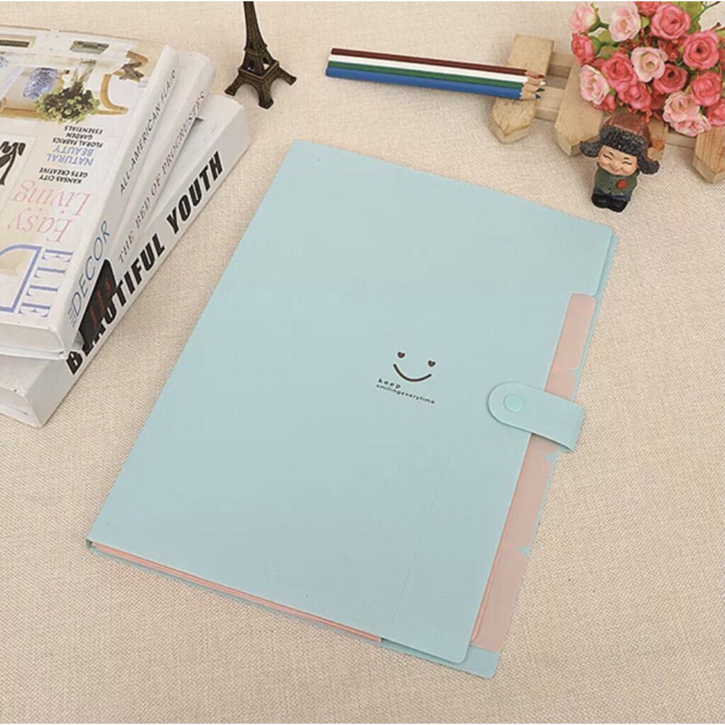 Túi đựng file tài liệu happy 5 ngăn, đựng tài liệu kích thước a4