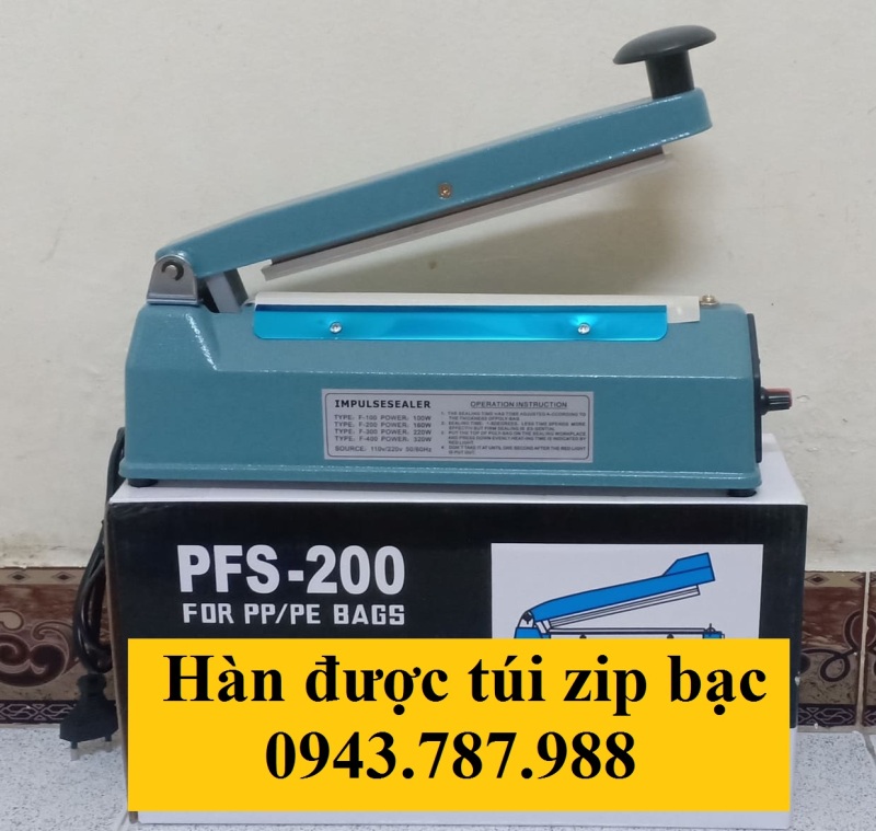MÁY HÀN MIỆNG TÚI PFS-200 MM SẮT| MÁY ÉP MIỆNG TÚI 20 CM SẮT| Máy hàn miệng túi 20cm sắt| máy cắt ép màng co 20cm sắt
