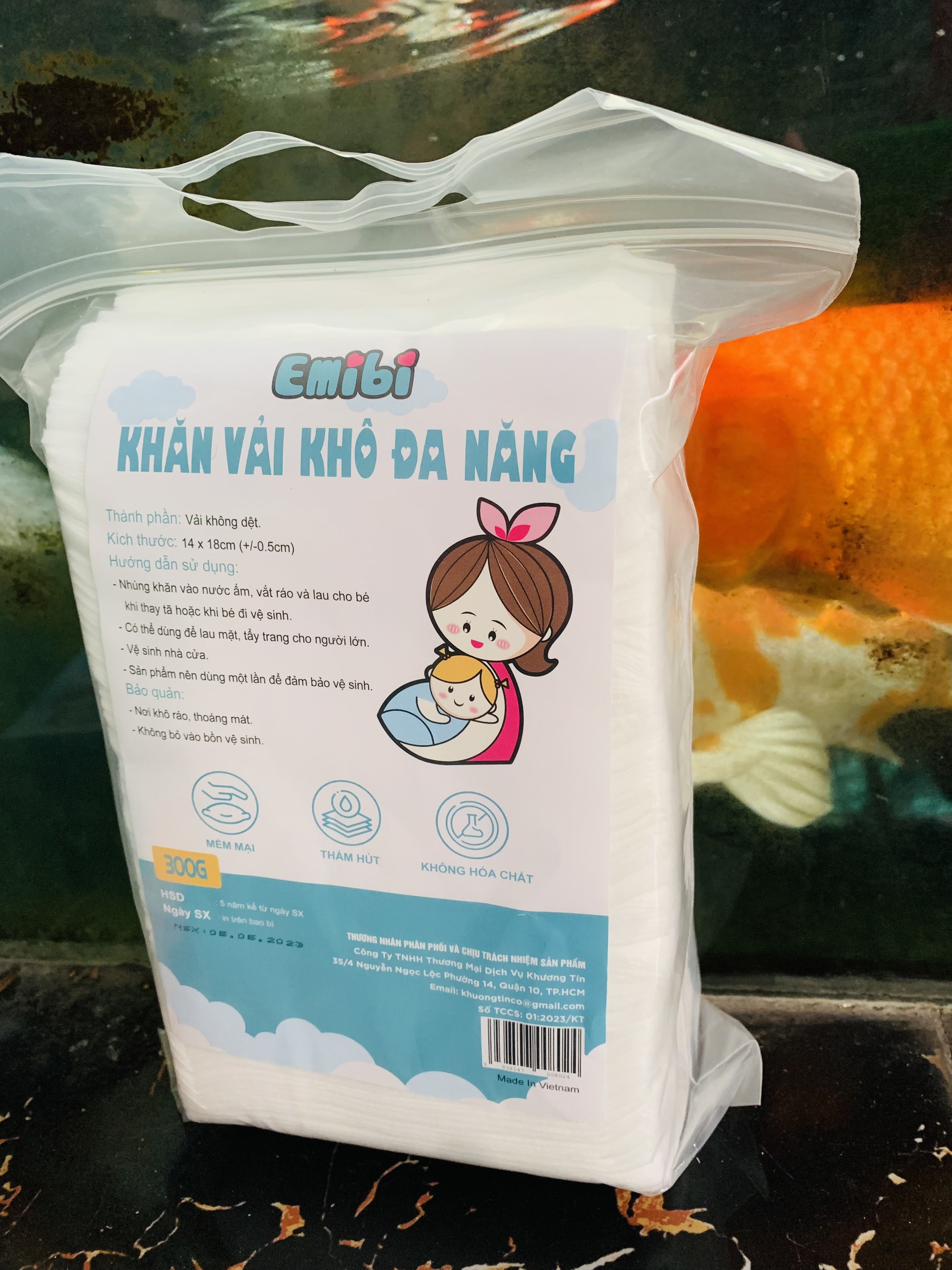 Khăn khô đa năng Emibi 300g/bịch