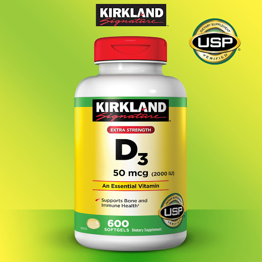 Viên Vitamin D3 2000IU Kirkland chai 600 viên Date 2024