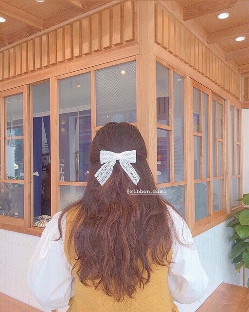 Kẹp Tóc Phối Nơ Ren Mỏng Tiểu Thư