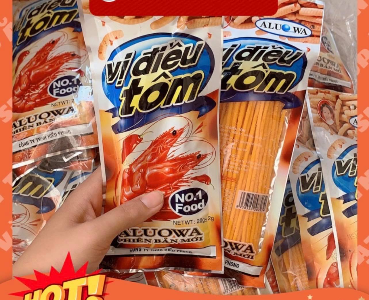 Combo 10 gói tăm cay đỏ vị điều tôm date dài