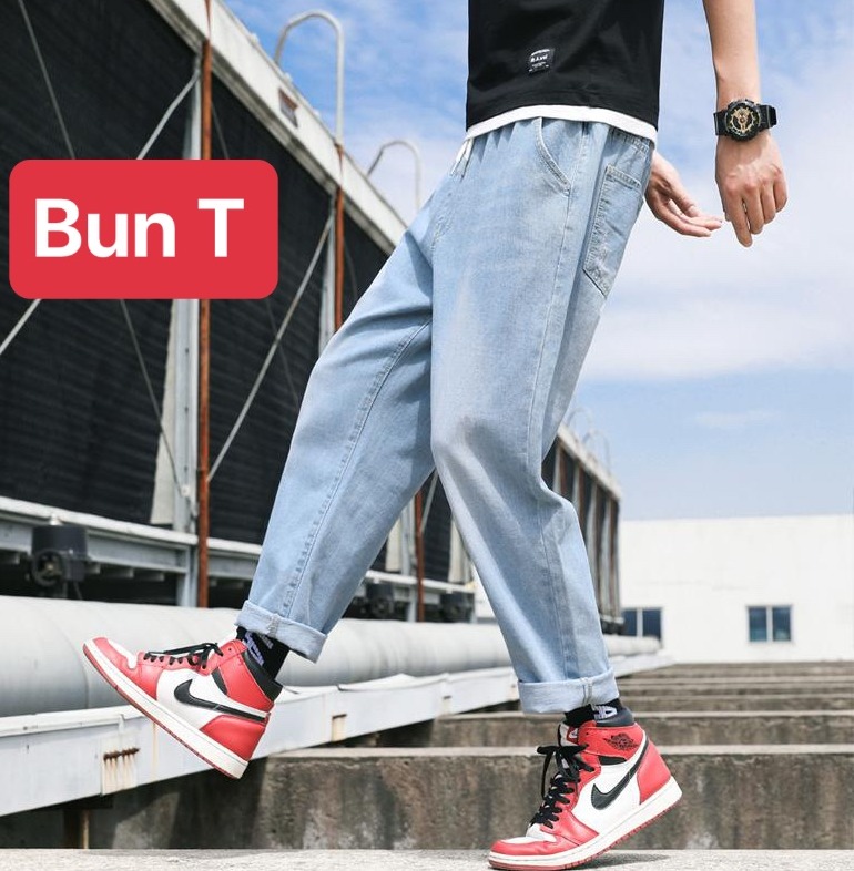 QUẦN BAGGY JEAN NAM CHẤT BÒ XANH XANH LƯNG THUN CẠP CHUN HOT TREND ỐNG RỘNG DÀI MÙA THU HÈ ĐÔNG NHẬT BẢN TT-31 TRANG BUN FASHION