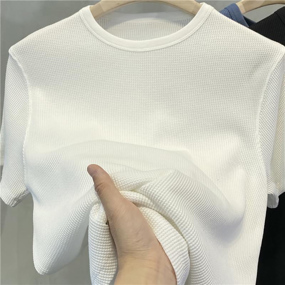 Áo phông nam tay ngắn cổ tròn chất thun cotton tổ ong co giãn 4 chiều mặc cực mát - AhStore