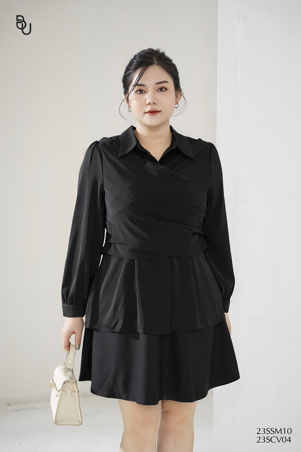 Áo sơ mi đắp chéo eo BIGSIZE (55kg đến 95kg) - 23SSM10 - [BUstu Bigsize]