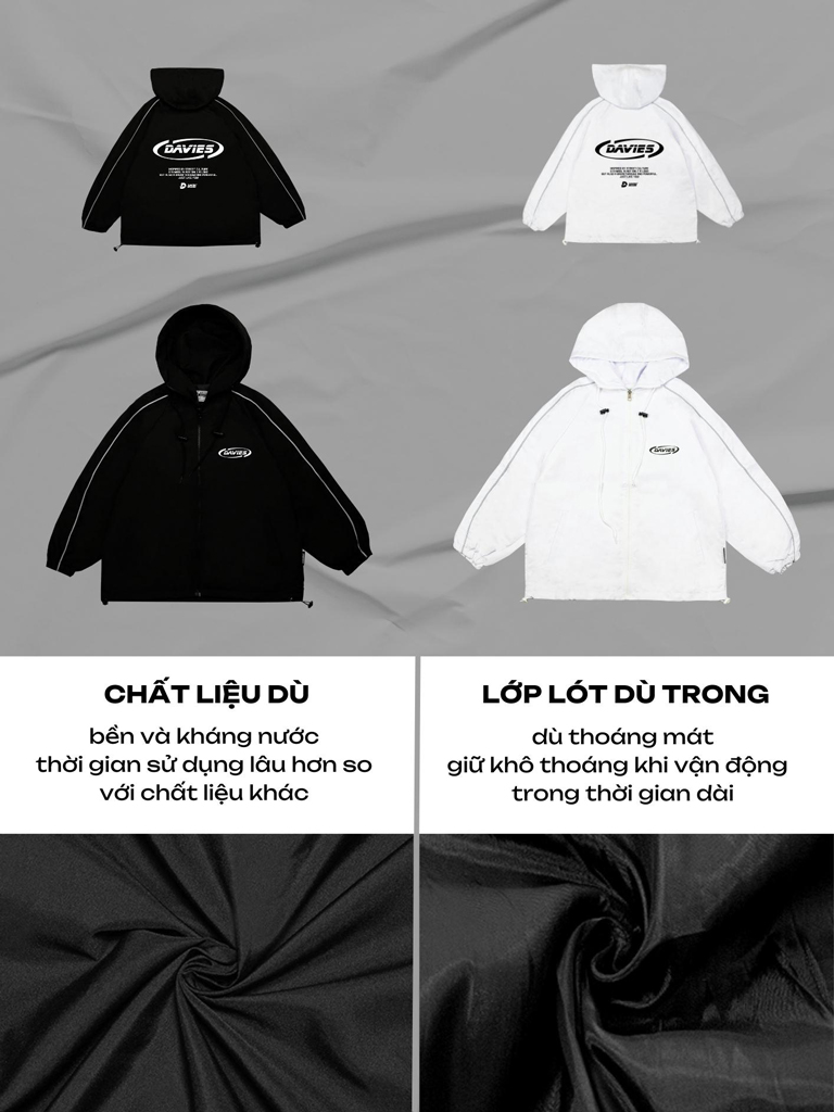 Áo khoác Davies nam nữ DSW Reflect Track Jacket - White