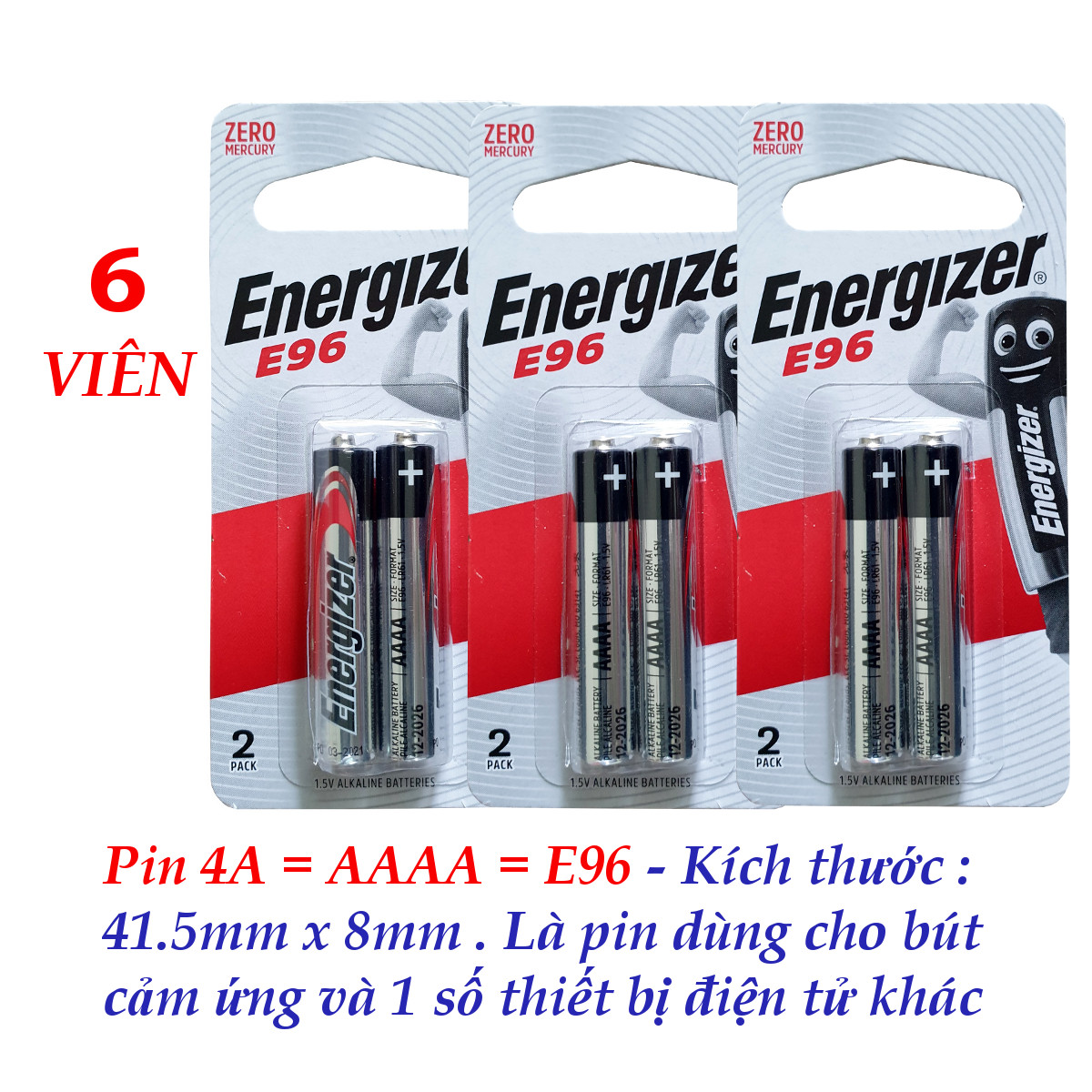 Pin AAAA 4A Energizer E96 Alkaline 1.5 V dùng cho bút cảm ứng- kích ...