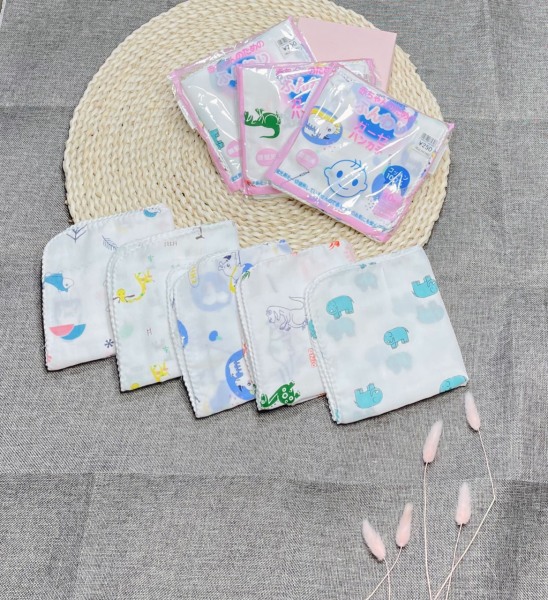 Sét 10 khăn xô sữa 2 lớp xuất Nhật loại hoa văn