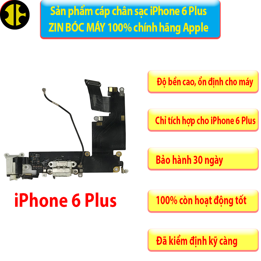 Sản phẩm cáp chân sạc iP 6, 6S, 6 Plus, 6S Plus zin bóc máy.