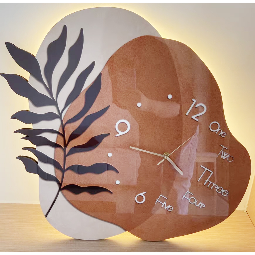 Top level UV mirror led clock painting leaf 2 with nail and battery
