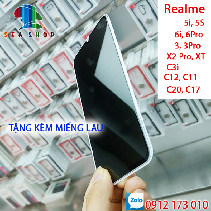 Kính chống nhìn trộm Realme 5i, 5, 5S, C3, C3i, 6i, C12, C11, C15, C20, C1 full màn hình 9D / Kính cường lực Realme tràn màn hình - chống nhìn trộm - Seashop
