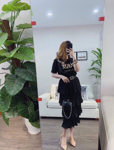 Chân váy maxi nhiều tầng sang chảnh