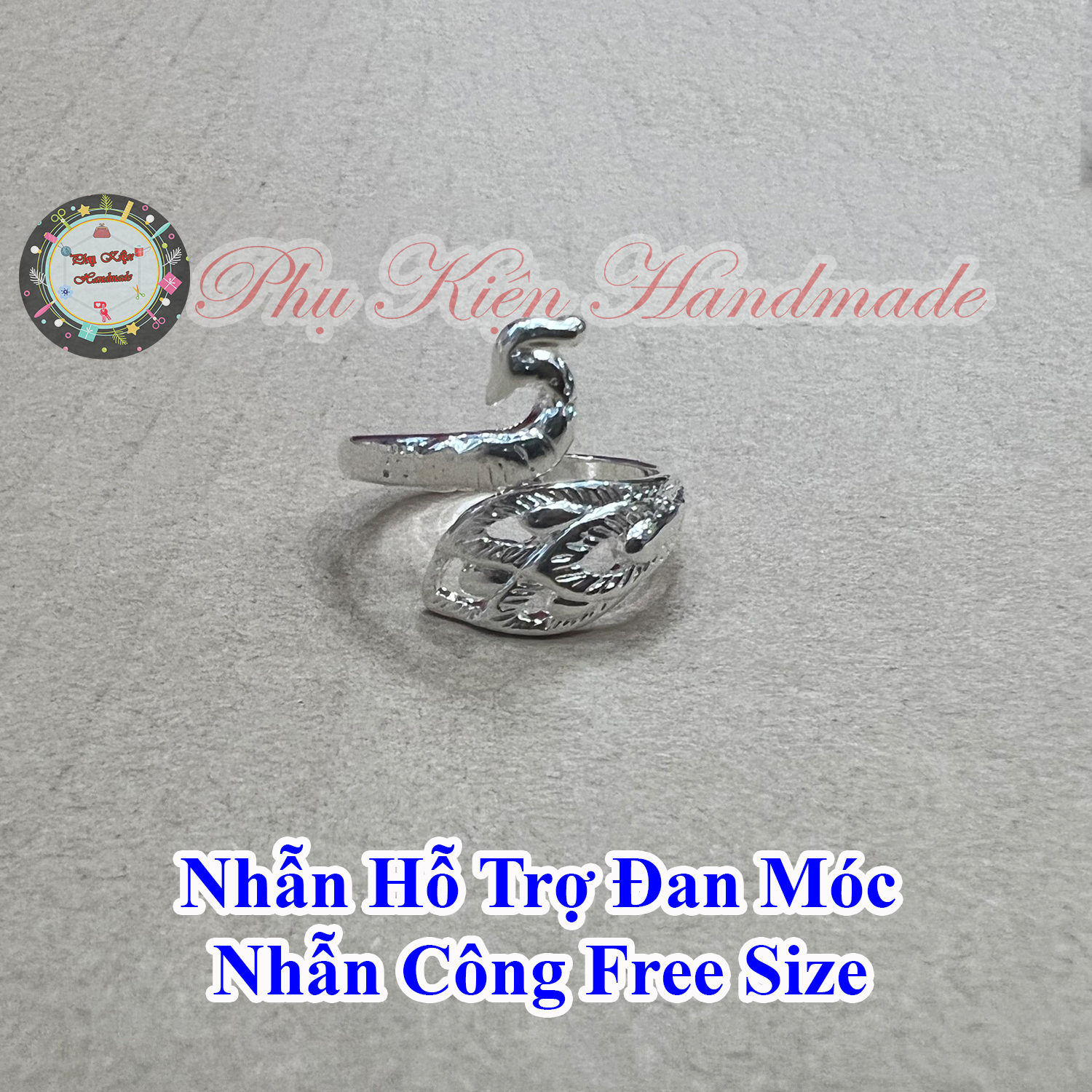 Nhẫn hỗ trợ đan móc, nhẫn công free size