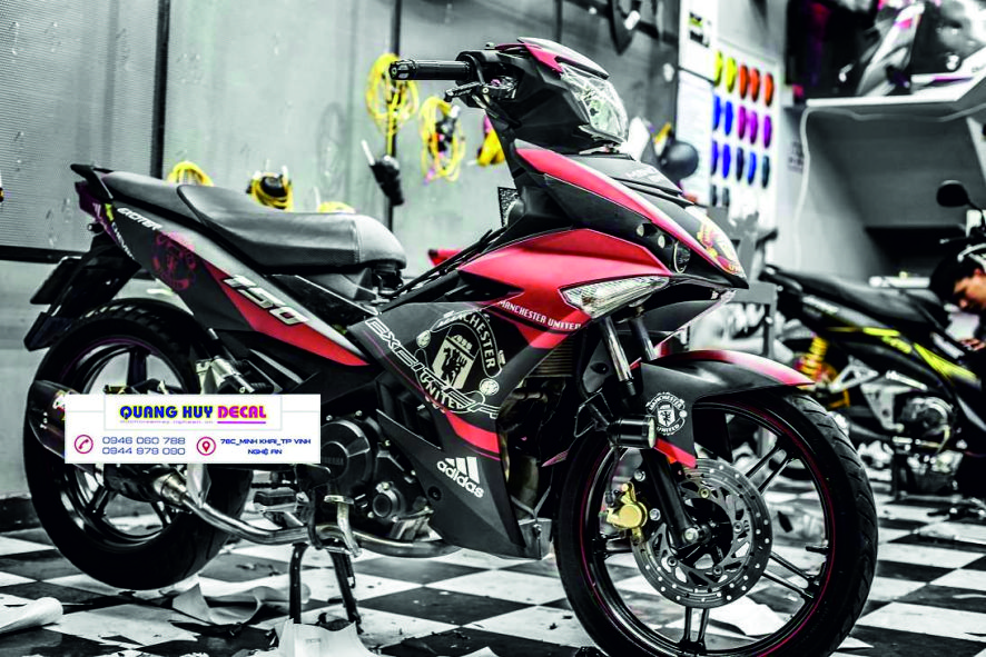 Tem trùm exciter 150 đen đỏ,team decal ex 150 m.u